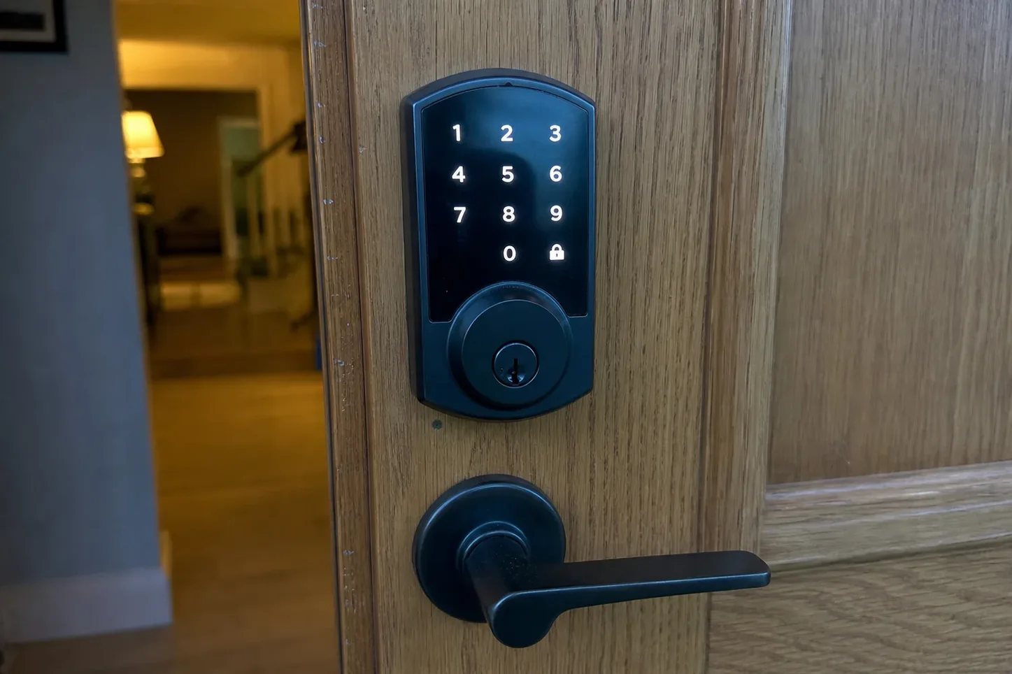 Keypad deadbolt installed on a front door in Marlborough, MA